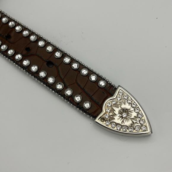 Blazin' Roxx Women's Brown Western Belt Silver Accents Studded Size M - Picture 4 of 6